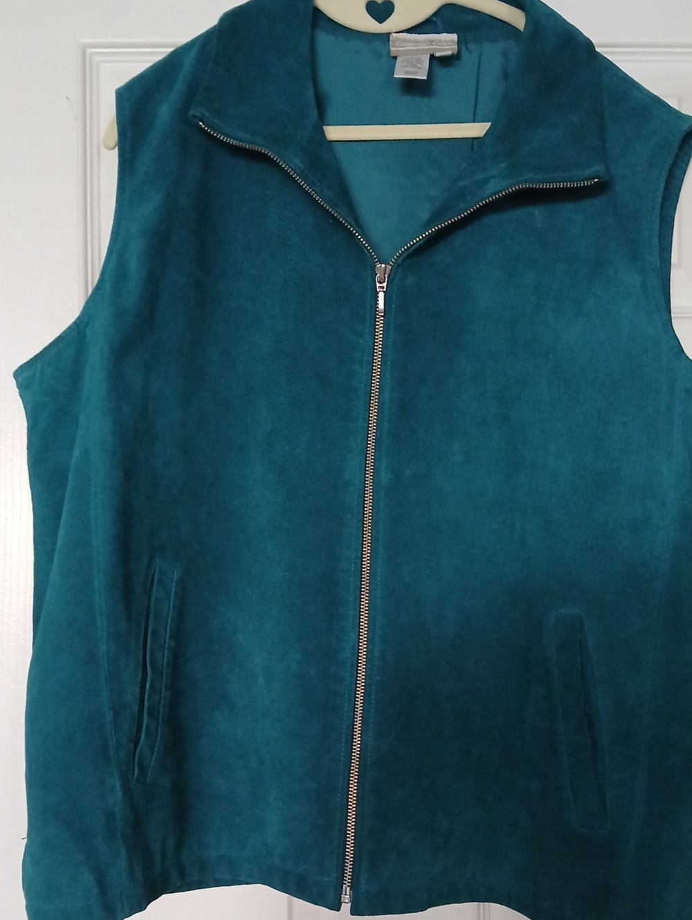 Coldwater Creek Teal Suede Zip-Front Vest